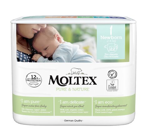 Levně Ontex Group Plenky Moltex Pure & Nature Newborn 2 - 4 kg (22 ks)