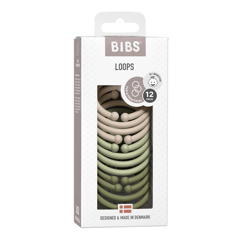 BIBS Loops kroužky 12 ks - Vanilla / Sage / Olive