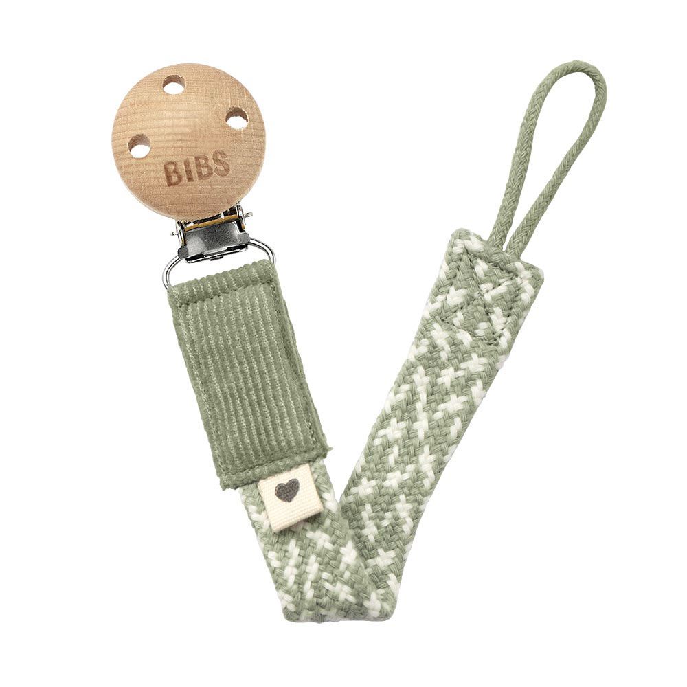 Levně BIBS Paci Braid klip na dudlík - SAGE + IVORY