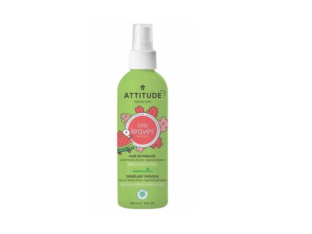 Sprej pro snadné rozčesávání dětských vlásků ATTITUDE Little leaves s vůní melounu a kokosu 240 ml