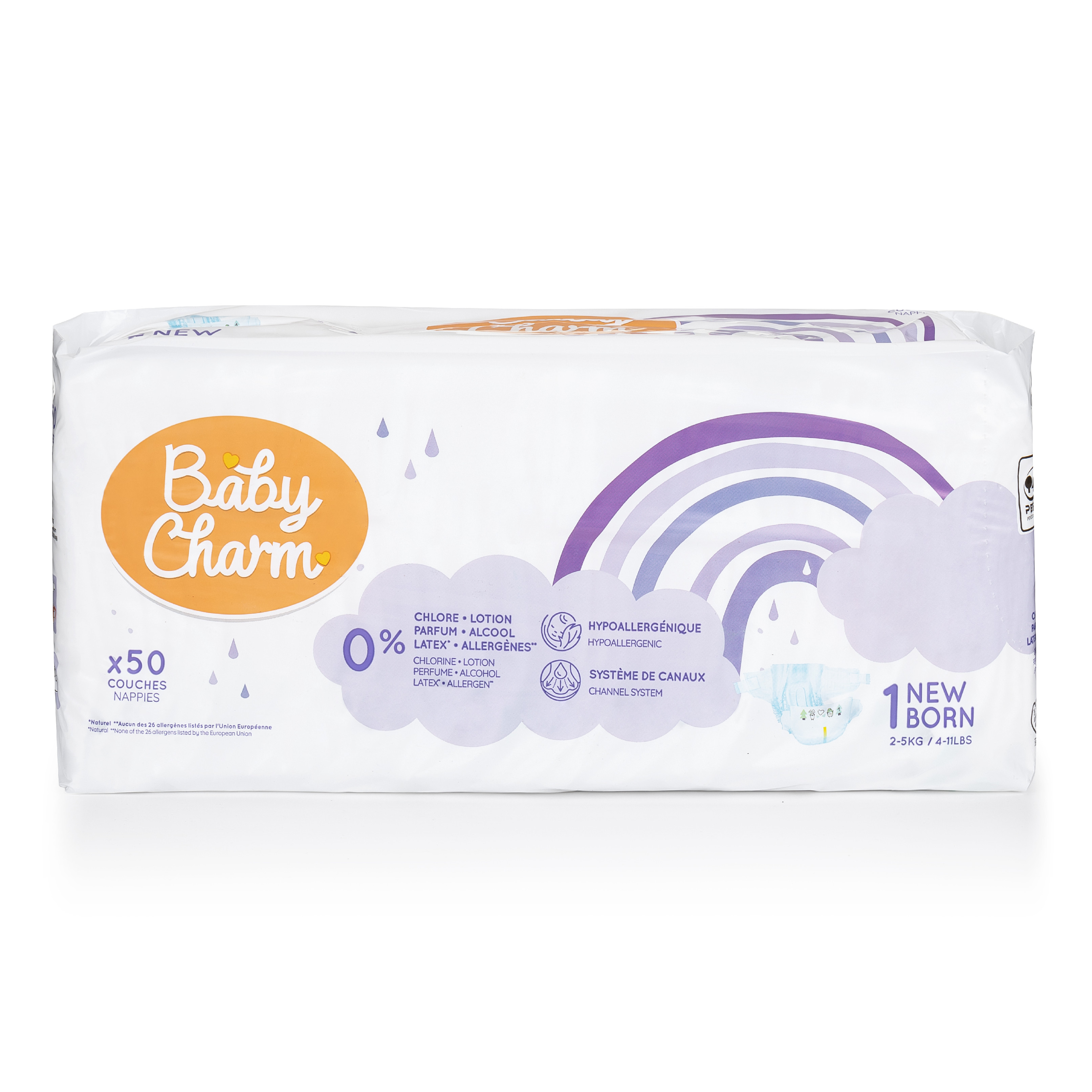 Levně Baby Charm Super Dry Flex vel.1 Newborn 2-5kg (50 ks)