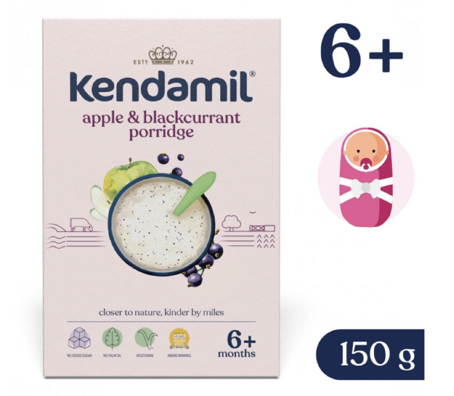 Kendamil Mléčná kaše s černým rybízem a jablky (150 g)