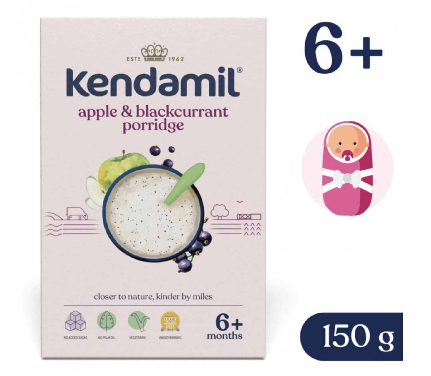 Levně Kendamil Mléčná kaše s černým rybízem a jablky (150 g)