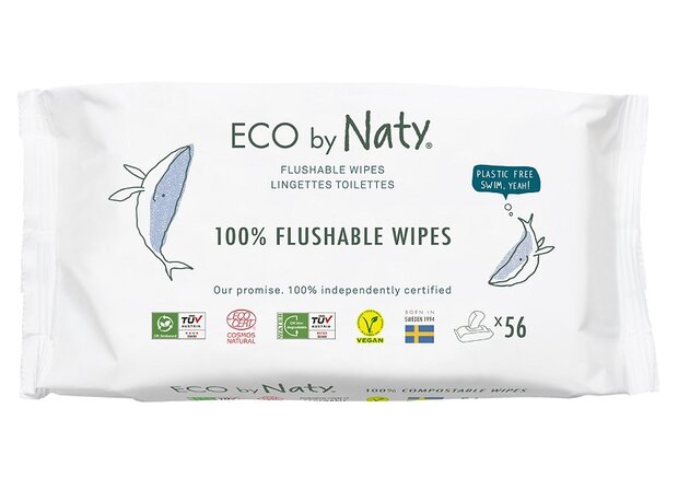 Eco Naty ECO vlhčené ubrousky Naty bez vůně- splachovatelné 56 ks