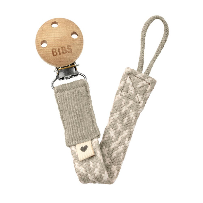 Levně BIBS Paci Braid klip na dudlík - Sand / Ivory