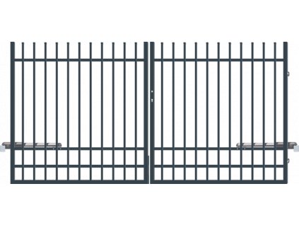 Dvoukřídlá brána s jednoduchými liniemi, s pohonem