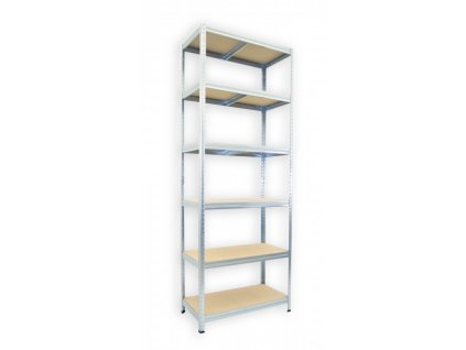 Kovový regál do technické místnosti Biedrax 45 x 75 x 270 cm, pozinkovaný - 6 polic MDF