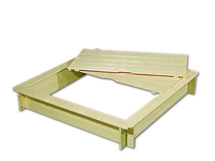 Pískoviště dřevěné s lavičkami a krytem Biedrax 115 x 115 x 20 cm - přírodní