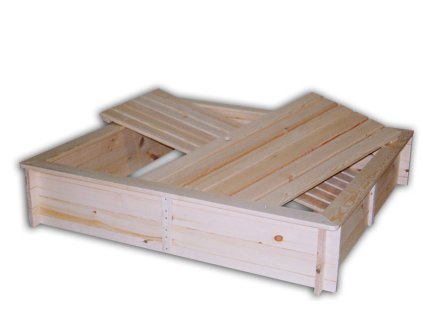 Pískoviště dřevěné s lavičkami a krytem Biedrax 140 x 140 x 30 cm - přírodní