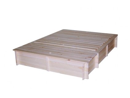 Pískoviště dřevěné s lavičkami, krytem a boxem na hračky Biedrax 140 x 185 x 30 cm - přírodní