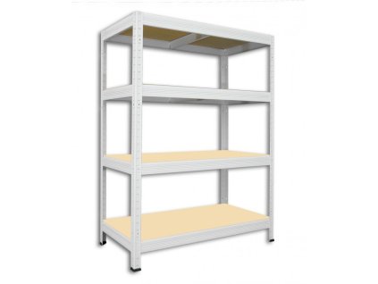Kovový regál do technické místnosti Biedrax 60 x 60 x 90 cm, bílý - 4 police MDF
