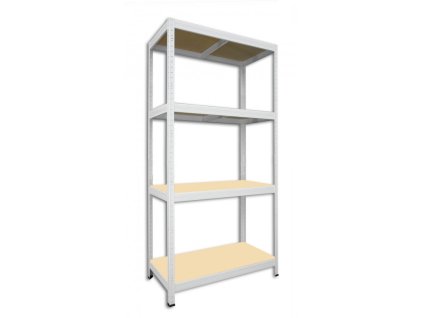 Kovový regál do technické místnosti Biedrax 60 x 60 x 180 cm, bílý - 4 police MDF