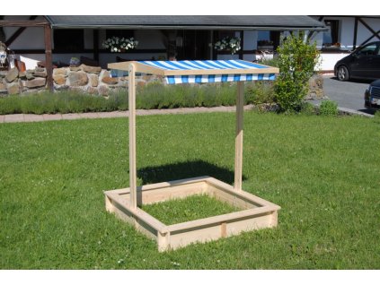 Pískoviště dřevěné s lavičkami a stříškou Biedrax 140 x 140 x 140 cm - přírodní