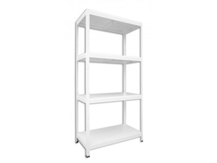 Kovový regál do technické místnosti Biedrax 35 x 90 x 180 cm, bílý - 4 police bílé lamino 12mm