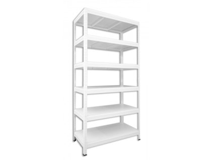 Kovový regál do technické místnosti Biedrax 45 x 120 x 180 cm, bílý - 6 polic bílé lamino 12mm