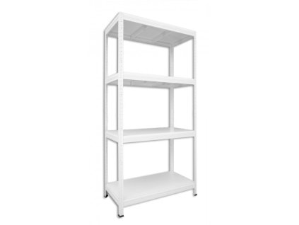 Kovový regál do technické místnosti Biedrax 60 x 120 x 180 cm, bílý - 4 police bílé lamino 12mm