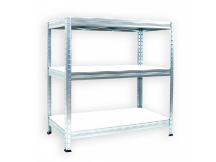Kovový regál do technické místnosti Biedrax 45 x 120 x 120 cm, pozinkovaný - 3 police bílé lamino 12mm