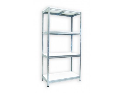 Kovový regál do technické místnosti Biedrax 35 x 90 x 180 cm, pozinkovaný - 4 police bílé lamino 12mm