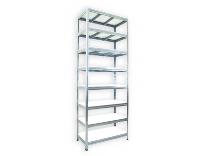 Kovový regál do technické místnosti Biedrax 60 x 120 x 270 cm, pozinkovaný - 8 polic bílé lamino 12mm