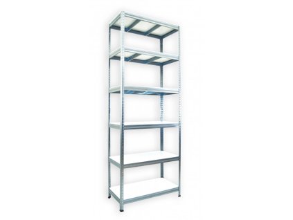 Kovový regál do technické místnosti Biedrax 45 x 90 x 270 cm, pozinkovaný - 6 polic bílé  lamino 12mm, 275kg