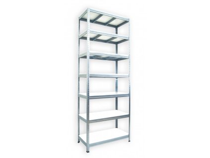 Kovový regál do technické místnosti Biedrax 35 x 120 x 270 cm, pozinkovaný - 7 polic bílé lamino 12mm