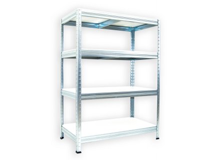 Kovový regál do technické místnosti Biedrax 45 x 75 x 120 cm, pozinkovaný - 4 police bílé lamino 12mm