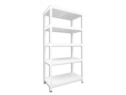 Kovový regál do technické místnosti Biedrax 50 x 75 x 180 cm, bílý - 5 polic bílé lamino 12mm