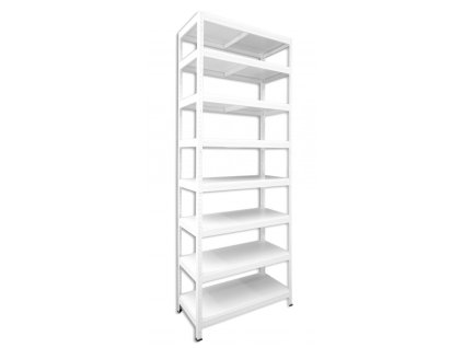Kovový regál do technické místnosti Biedrax 60 x 60 x 240 cm, bílý - 8 polic bílé lamino 12mm