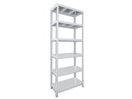 Kovový regál do technické místnosti Biedrax 50 x 90 x 210 cm, bílý - 6 polic pozink