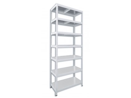 Kovový regál do technické místnosti Biedrax 50 x 75 x 210 cm, bílý - 7 polic pozink