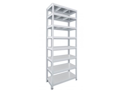 Kovový regál do technické místnosti Biedrax 50 x 90 x 240 cm, bílý - 8 polic pozink