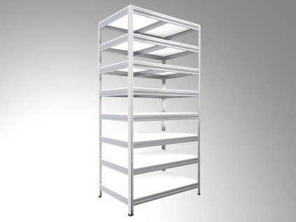 133262 kovovy regal policovy biedrax 50 x 90 x 270 cm pozinkovany 8 polic bile lamino 12mm