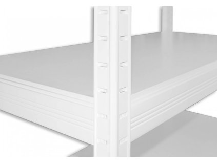 Kovový regál bezšroubový Biedrax 45 x 90 x 270 cm, bílý - 6 polic bílé lamino 12mm, 275 kg