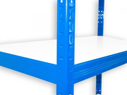 Kovový regál bezšroubový Biedrax 35 x 75 x 240 cm, modrý - 8 polic bílé lamino 12mm