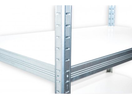 Kovový regál bezšroubový Biedrax 60 x 120 x 270 cm, pozinkovaný - 8 polic bílé lamino 12mm