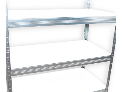 Kovový regál bezšroubový Biedrax 35 x 90 x 240 cm, pozinkovaný - 6 polic bílé  lamino 12mm, 275kg