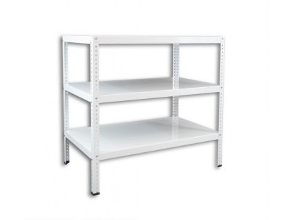 Šroubovaný regál do technické místnosti Biedrax, bílý - 45 x 100 x 100 cm, 3 police