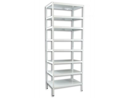 Šroubovaný regál do technické místnosti Biedrax, bílý - 50 x 150 x 250 cm, 8 polic