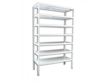 Šroubovaný regál do technické místnosti Biedrax, bílý - 60 x 130 x 300 cm, 7 polic
