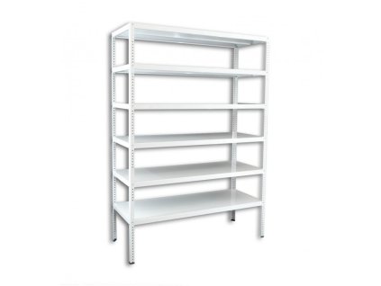 Šroubovaný regál do technické místnosti Biedrax, bílý - 75 x 150 x 300 cm, 6 polic