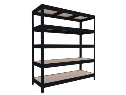 Velký regál Biedrax 60 x 240 x 177 cm, 5 polic - černý/MDF 6 mm, 300 kg/pol.