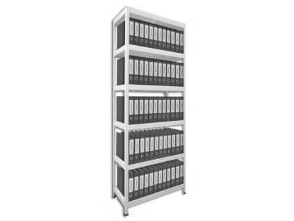 Regál na šanony Biedrax 45 x 120 x 210 cm, bílý - 6 polic MDF