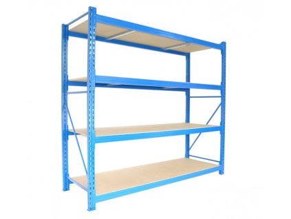 Profesionální regál Biedrax základní 80 x 200 x 200 cm, 4 police - nosnost 350 kg/police, modrý