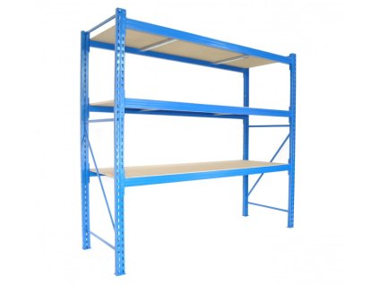 Profesionální regál Biedrax základní 120 x 200 x 350 cm, 3 police - nosnost 350 kg/police, modrý