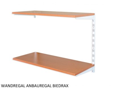Nástěnný regál přídavný 50 x 80 x 50 cm, bílý - 2 police třešeň