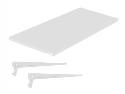 Plechová police 25 x 80 cm pro nástěnné regály Biedrax, bílá (komplet včetně nosníků)