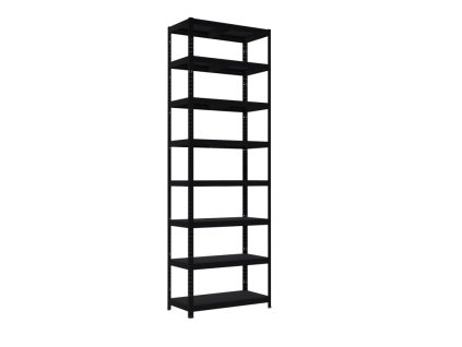 Kovový regál do technické místnosti Biedrax 40 x 80 x 270 cm, černý - 8 polic kovových