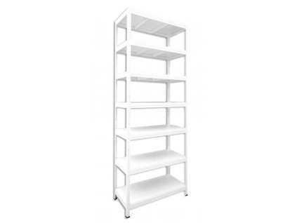 Kovový regál Biedrax 60 x 120 x 270 cm, bílý - 7 polic bílé lamino 12mm