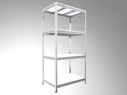 60839 5 kovovy regal biedrax 35 x 120 x 180 cm pozinkovany 4 police bile lamino 12mm