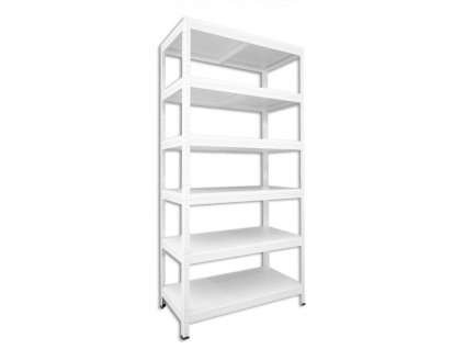 Kovový regál do spíže Biedrax 50 x 75 x 180 cm, bílý - 6 polic bílé lamino 12mm